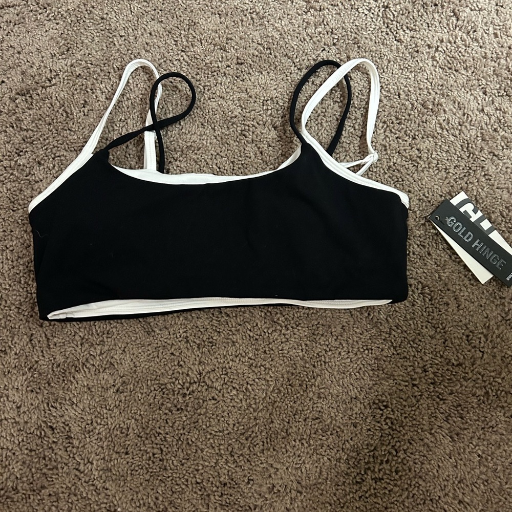 Gold Hinge Black and White Double Layered Bra
